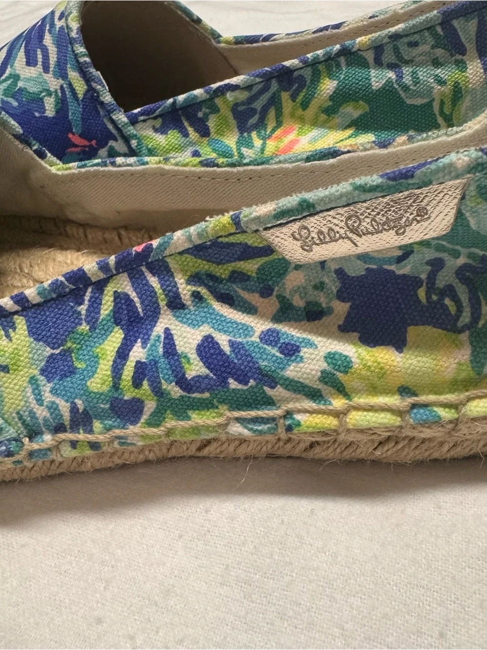 Lilly Pulitzer Blue & Green Printed Espadrille Flats